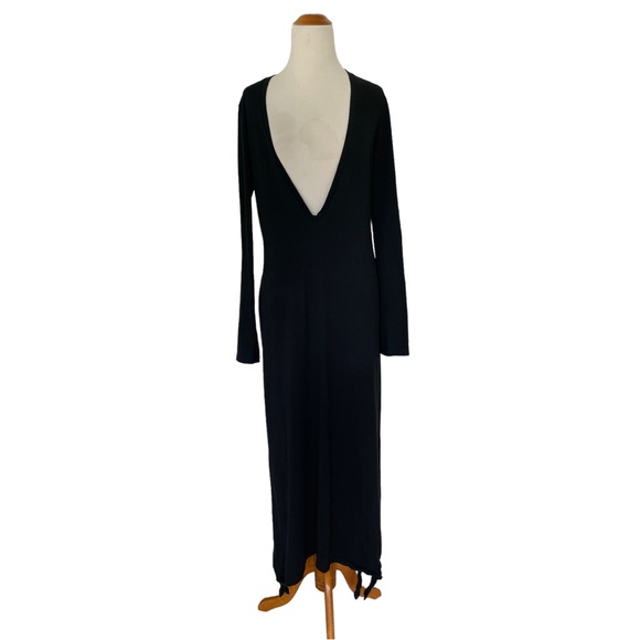 The Furies by Rilke Korff Black Maxi Dress Deep V-Neck Medium - Picture 2 of 10